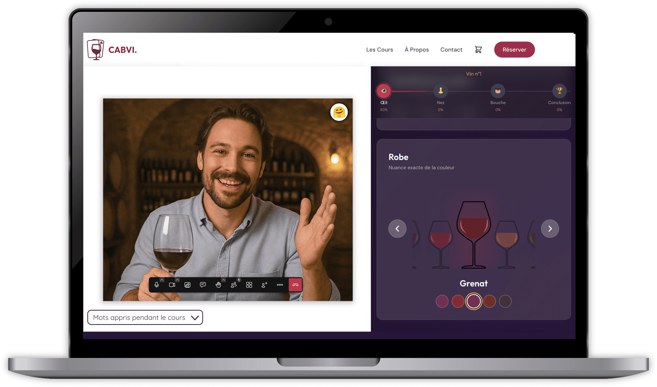 Interface de dégustation interactive